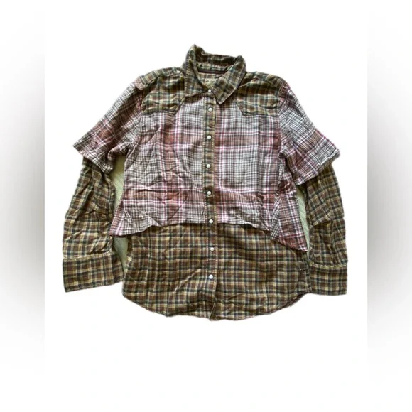 We the Free Plaid Two Tone Layered Flannel size Medium - Picture 7 of 14